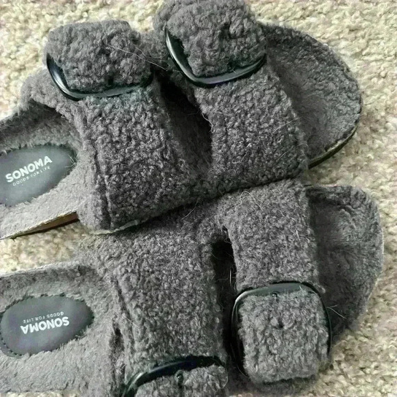 Sonoma goods shearling sandals flip flops slides - Picture 4 of 5